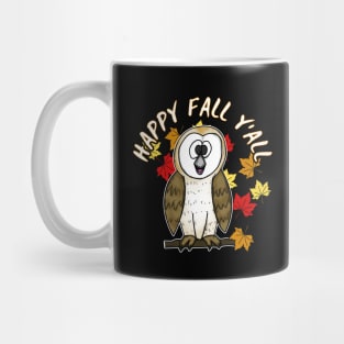 Happy Fall Y'All Owl Leaves Autumn October Mug